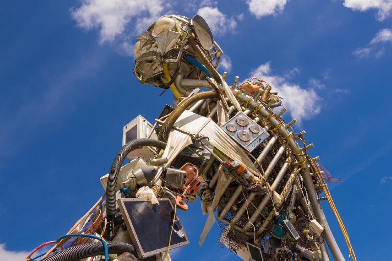 image of humanoid sculpture made from discarded objects